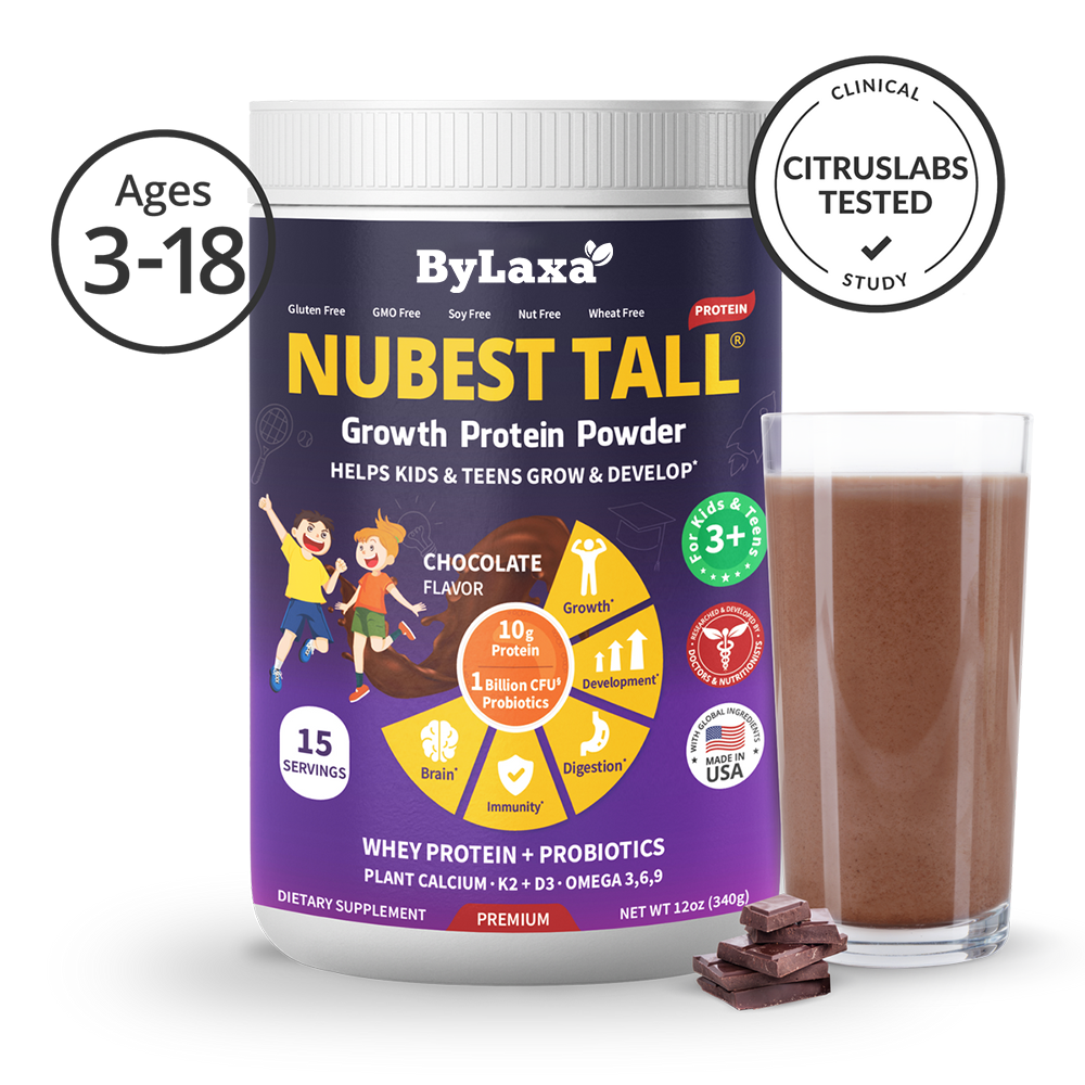 Bylaxa NuBest Tall Protein for Growth and Development, Kids and Teens 3+, Chocolate