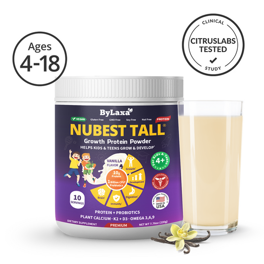 Bylaxa NuBest Tall Protein Vanilla Shake for Kids Ages 4+, 10 Vegan Servings